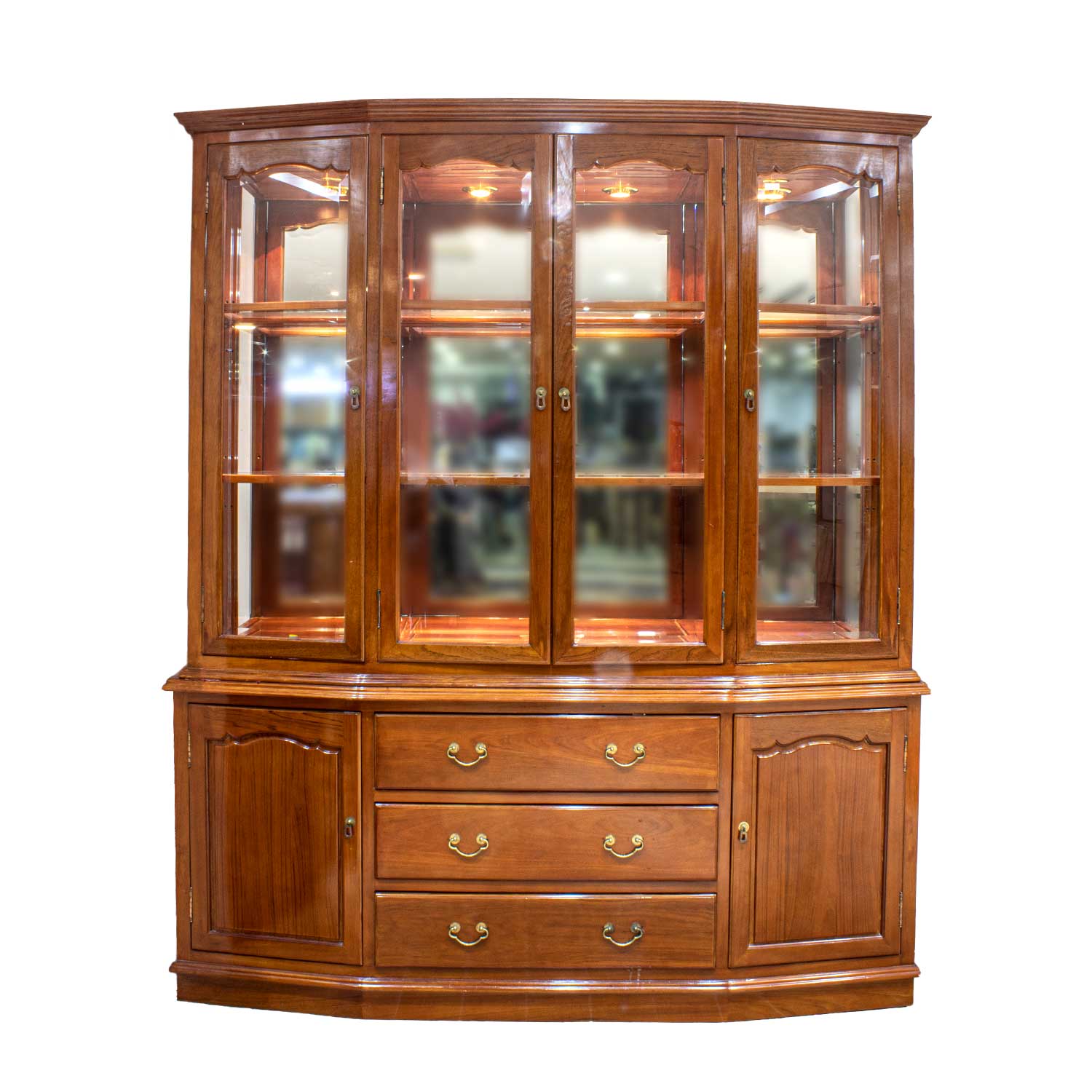 Solid Teakwood 72" Buffet & Lighted Hutch Natural Finish LK72" T/W